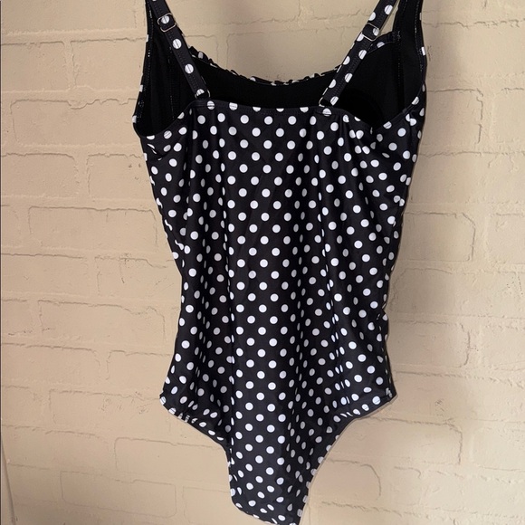 Aqua Eve swimsuit bathing suit polka dot black white Xl padded chest modest NEW - Picture 6 of 7